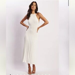 Adrienne Halter Neck Midi Dress - White